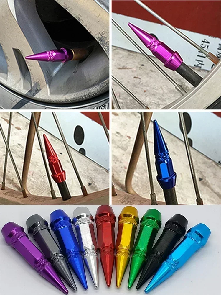 AliExpress NONE 4Pcs Universal Aluminum Car Styling Tunning Tire Valve Stem Cap Spike Shaped Bullet Metal Dust Covers Lid for Bicycle Motorcycle