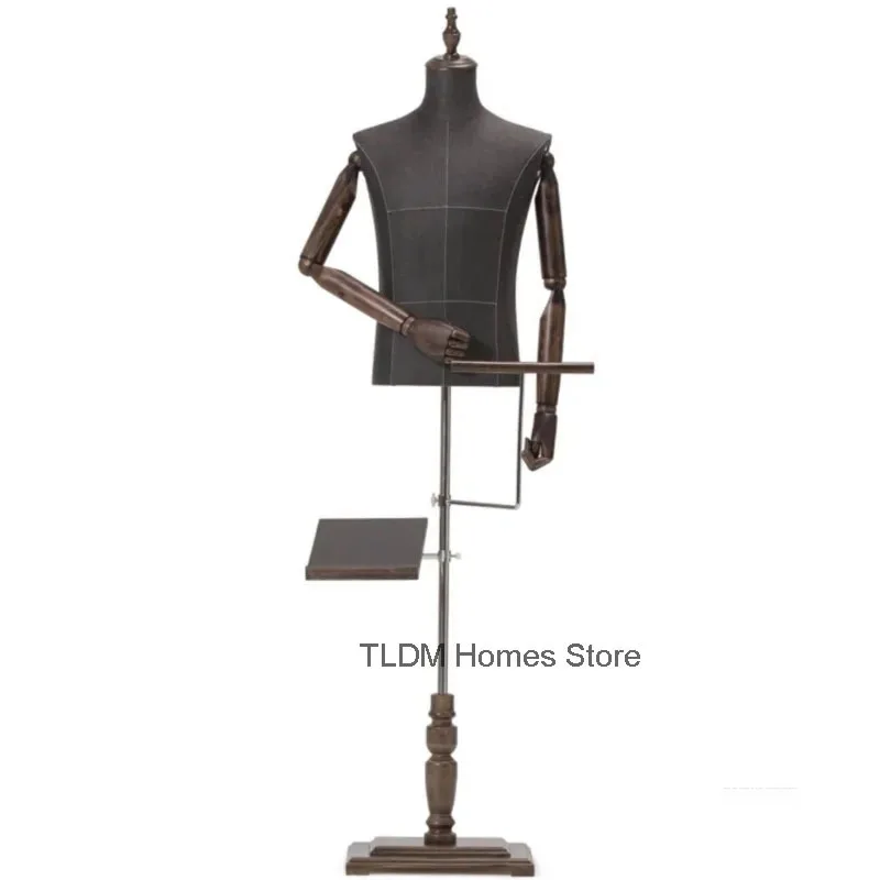 High-end Clothing Store Suit Male Mannequin Wooden Arm Mannequins Props Bust Display Window Model Body Adjustable Stand