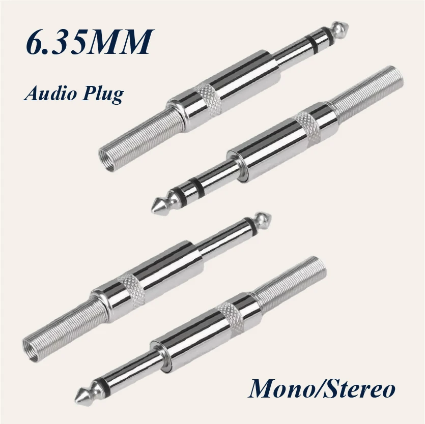 Microphone Wire Solder Type 6.35mm 2 3 Pole TRS Mono Stereo Audio Plug