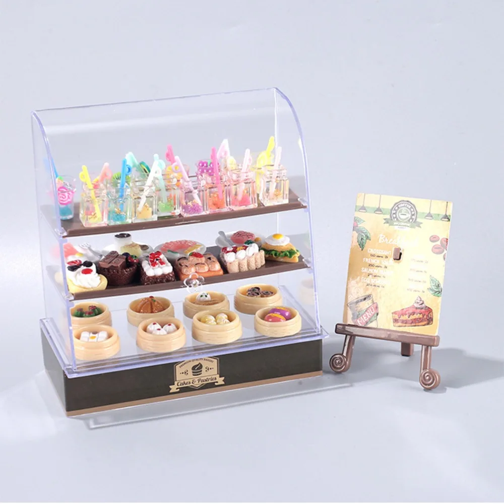 Caja de panadería en miniatura a escala 1:12, muebles coloridos, caja de pastel de casa de muñecas, modelo Mini, soporte de pan de comida, regalo para niñas