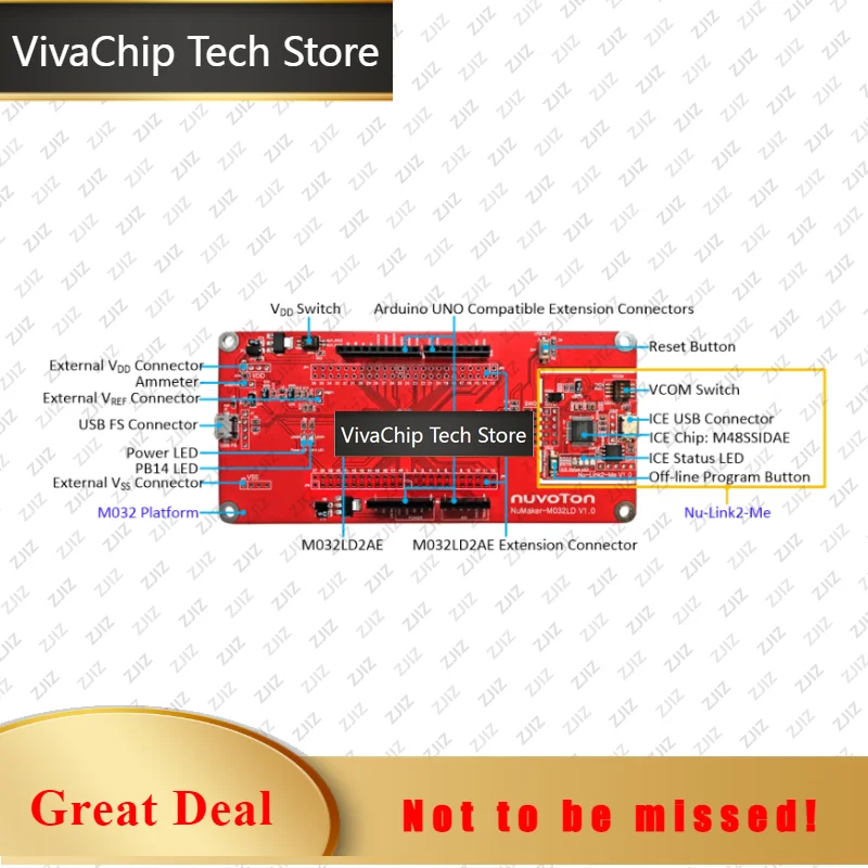 VivaChip TechNuMaker-M032LD Development Board ARM Cortex-M0+ 32-Bit MCU 48MHz USB 2.0 Low-Power Kit For IoT Sensor Nodes & Smart