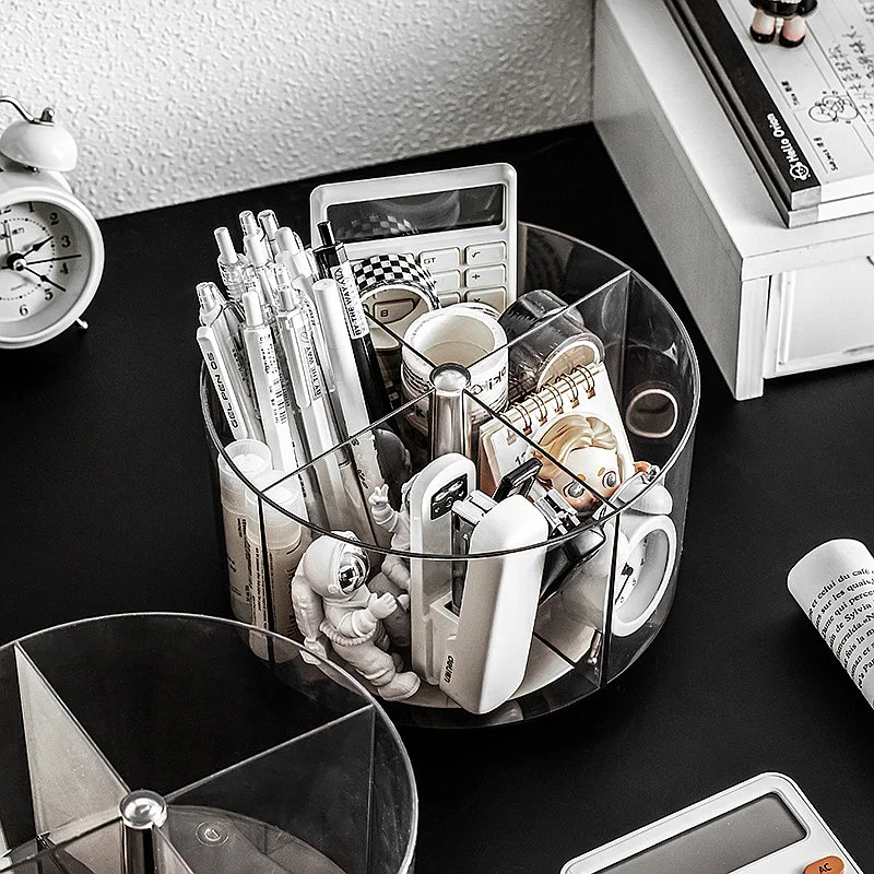 Rotating Pen Holder Light Luxury Acrylic Desktop Organizer Multi-Function Large Capacity Office Stationery Storage Box