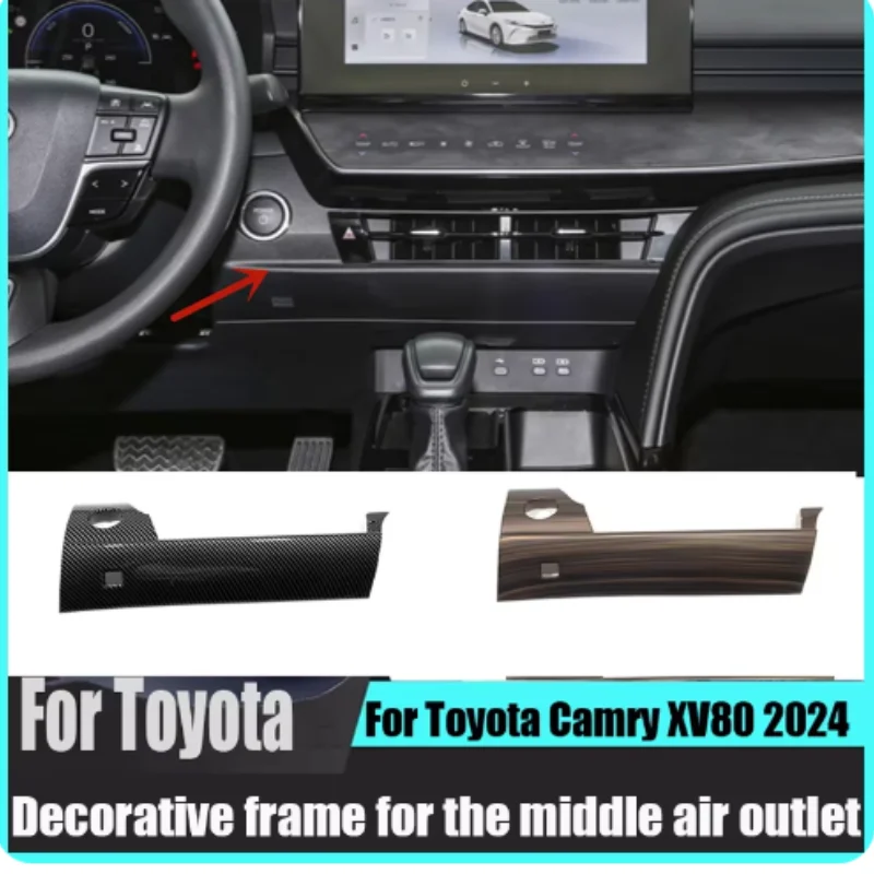 

For Toyota Camry XV80 2024 Carbon fiber pattern Peach wood grain Black The middle air outlet protection decorative frame sticker