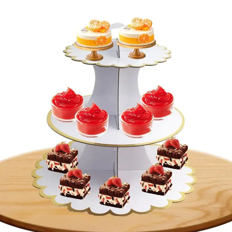 

Cardboard Cake Stand White Cake Display Tower Cake Stand Dessert Cupcake Stand Holder Cake Tower For Birthday Party Supplies 3