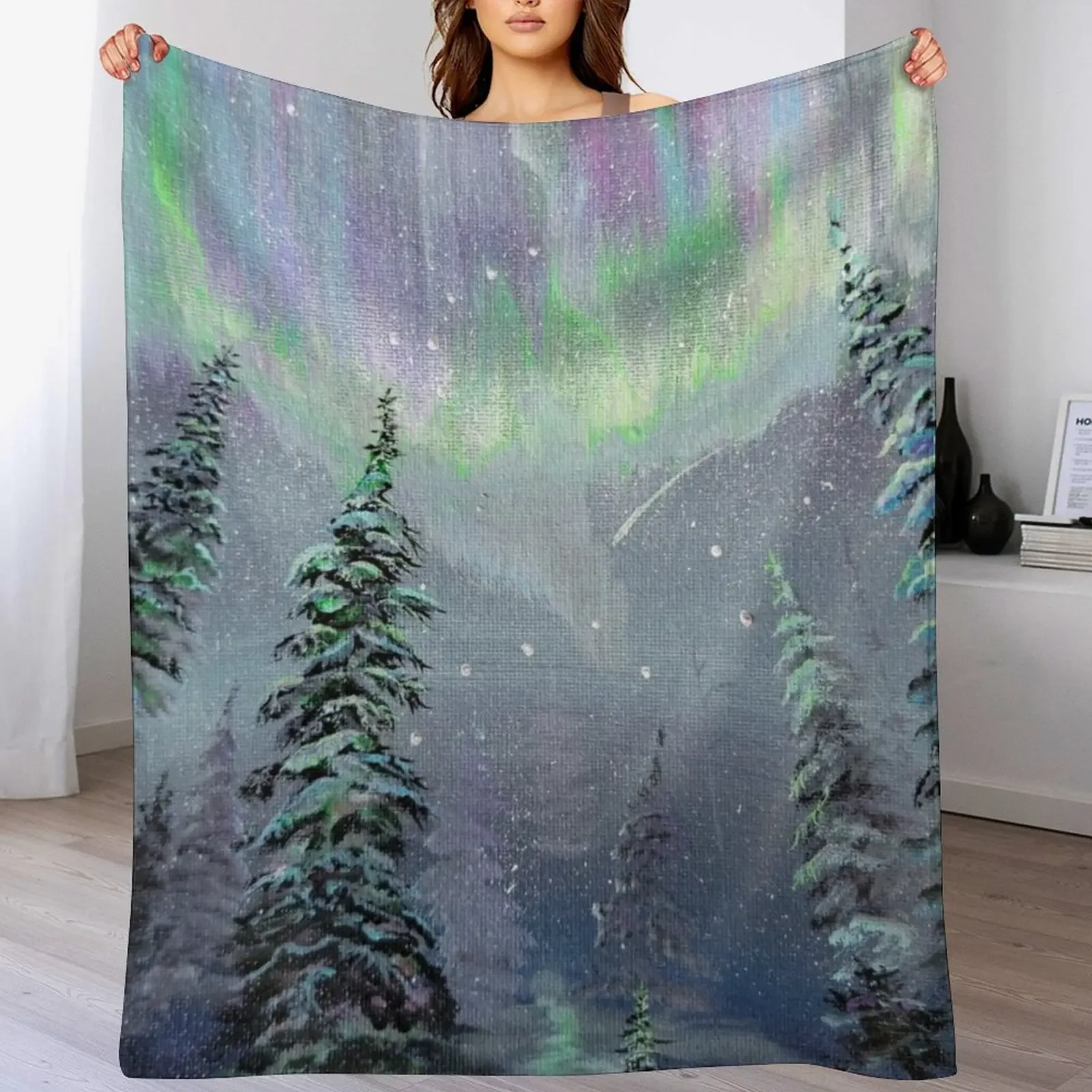 Winter Northern Lights Throw Blanket Soft Comfort Blanket for Reading Watching TV