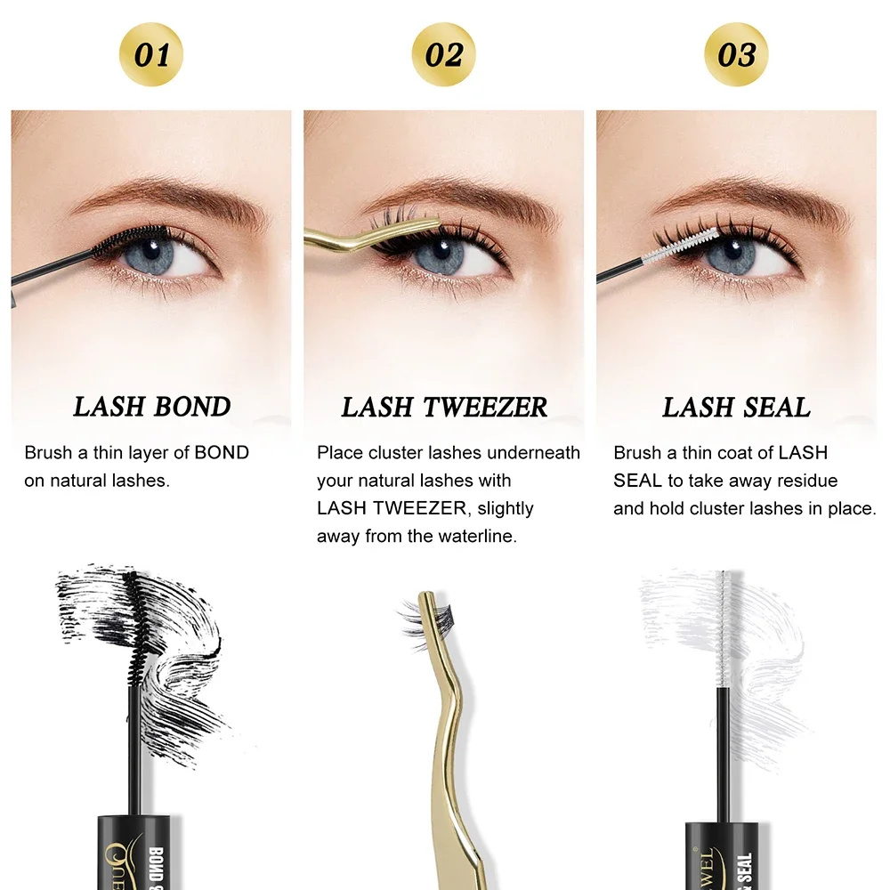 Quewel Lash Bond and Seal 10ML Lash Clusters Long Lasting Lash Glue Waterproof for Individual Cluster DIY Lashes Glue pegamento