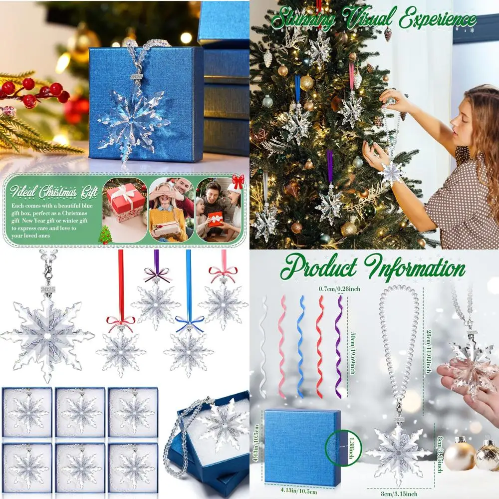 

Прозрачные хрустальные украшения в виде снежинок, 10 наборов для рождественской елки, стеклянные подвесные украшения, идеальный ежегодный подарок