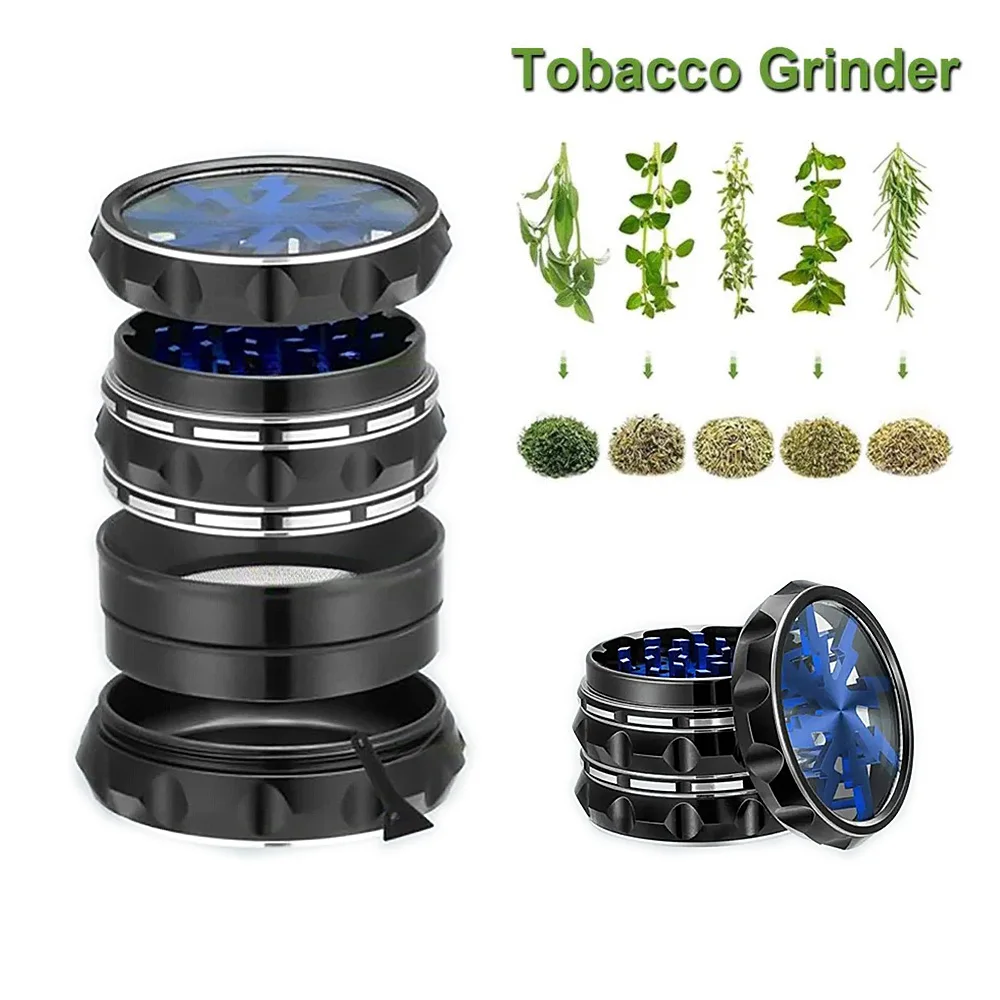 63MM 4-layer Grinder Herb Cutter Aluminum Alloy Spice Cutter Latest Lightning-Shaped Transparent