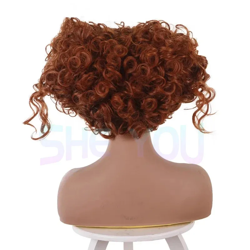 Hocus Pocus 2 كوسبلاي Winifred Sanderson على شكل قلب برتقالي مجعد شعر مستعار للهالوين كرنفال كوس الدعائم yi؛ 4