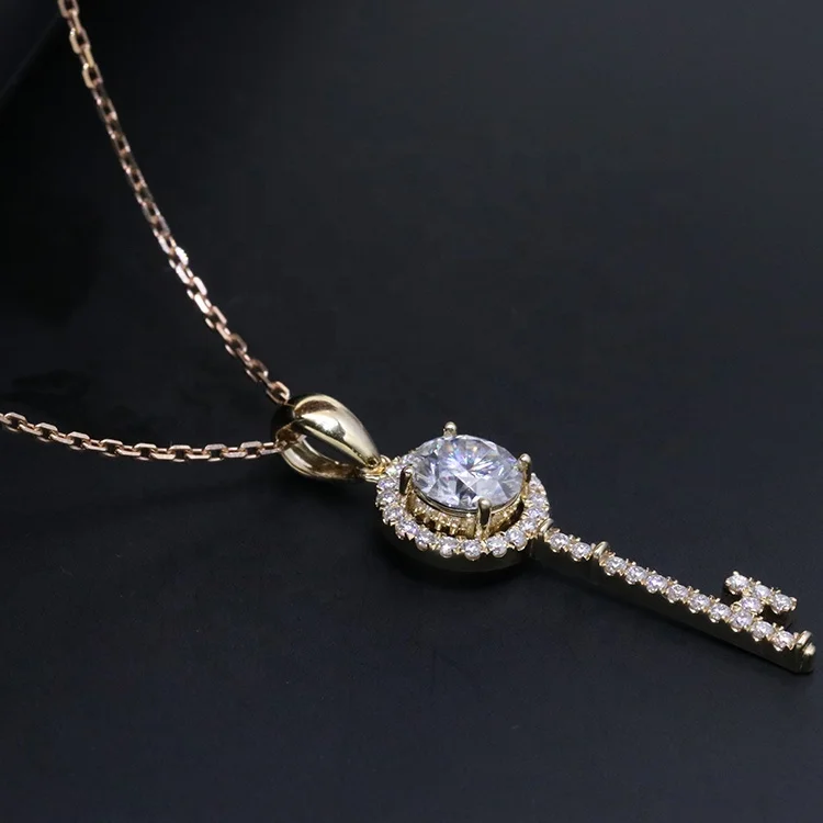 1 Karaat Moissanite Diamant 14K Roségouden Ketting Geel Goud Hanger Moissanite Mode Sieraden Kettingen Voor Vrouwen