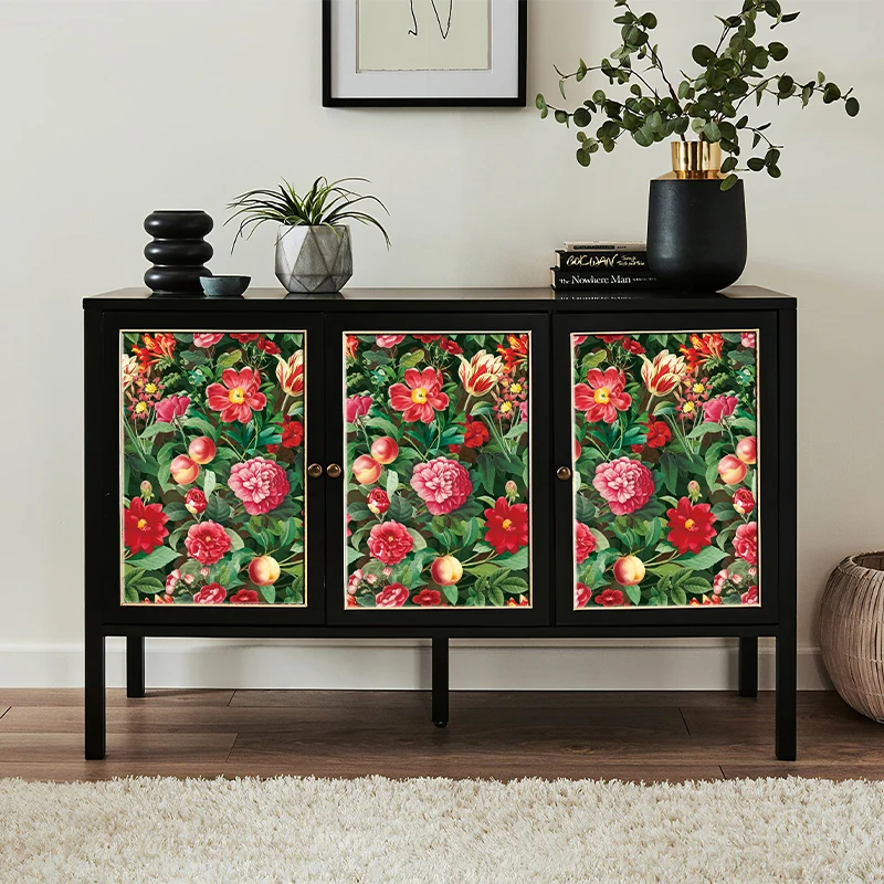 

Ярко-красные цветы, зеленые листья, персиковые фрукты, самоклеящиеся обои, водонепроницаемые виниловые обои для кухни, столовой, декор