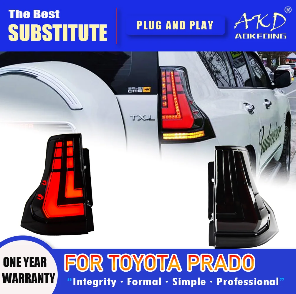 

AKD Tail Lamp for Toyota Land Cruiser Prado LED Tail Light 2010-2020 Prado Rear Fog Brake Turn Signal Automotive Accessories