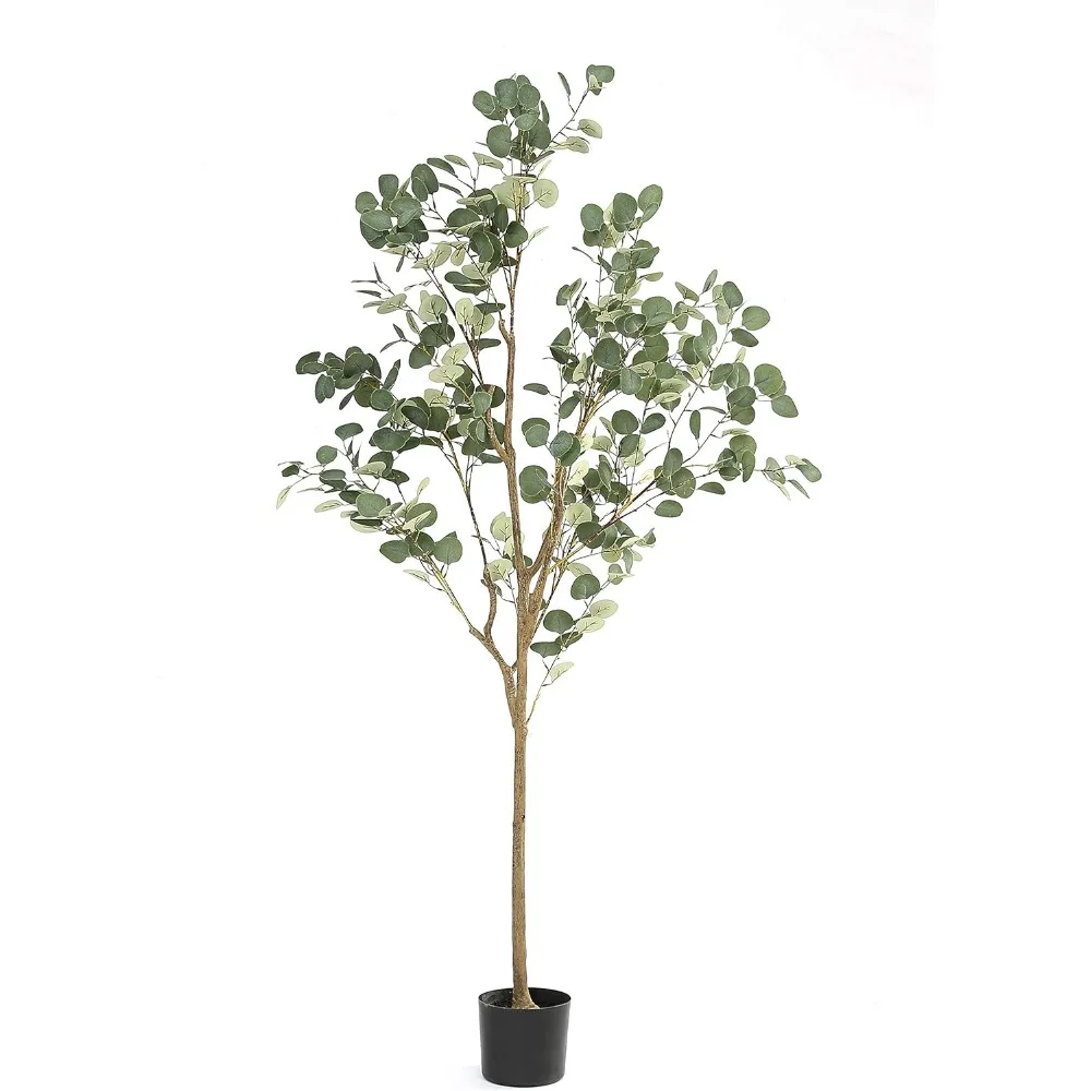 

Artificial Tree Plant Eucalyptus Tree 6FT Tall, Modern Large Fake Plant Decor in Pot for Indoor Outdoor,Home Office Perfect