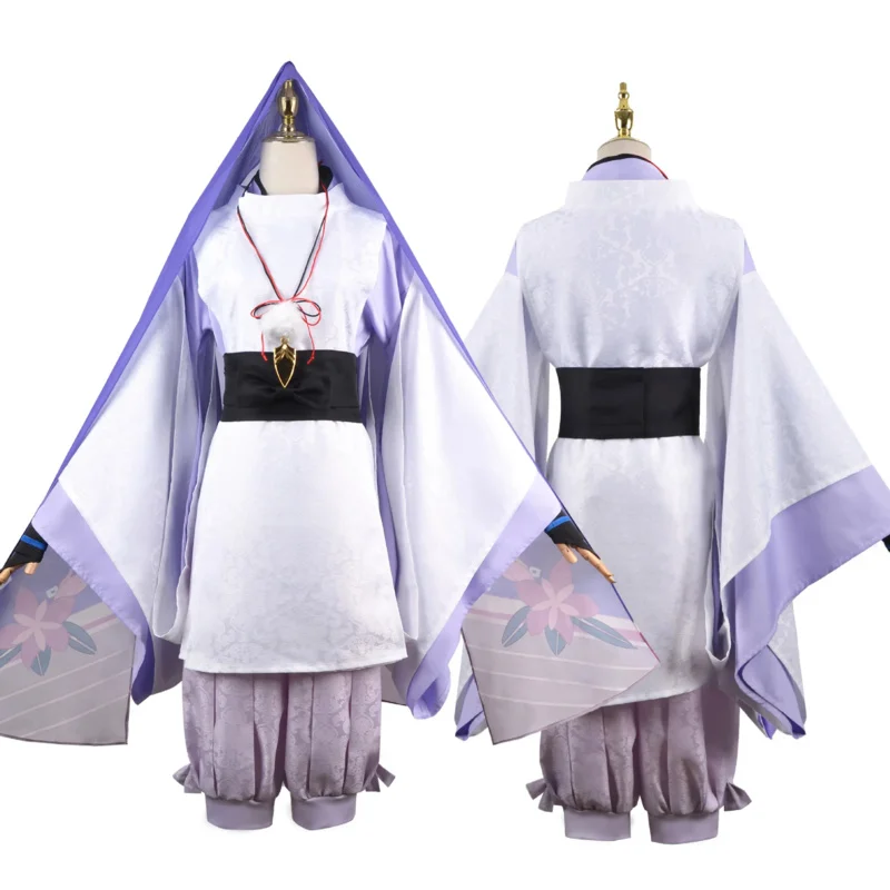Wanderer Yuanshen Impact Scaramouche kostum Cosplay Wig permainan Anime Balladeer Kimono putih Halloween untuk pria wanita
