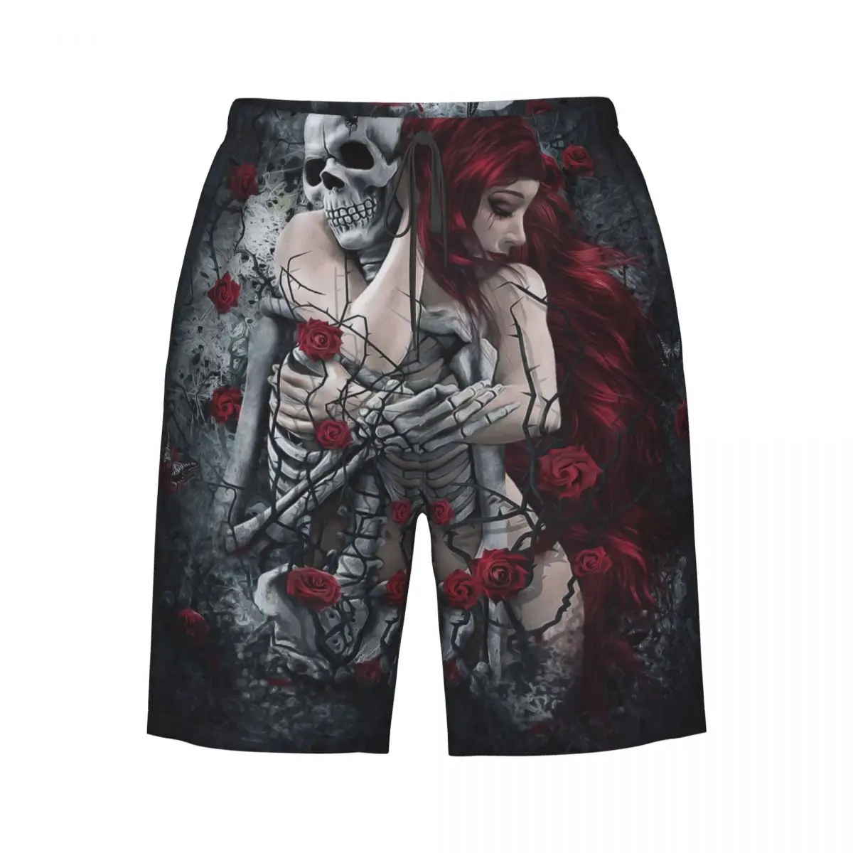 

Quick Dry Swimming Shorts Goth Skull Rose Swimwear Man Swimsuit Swim Trunks