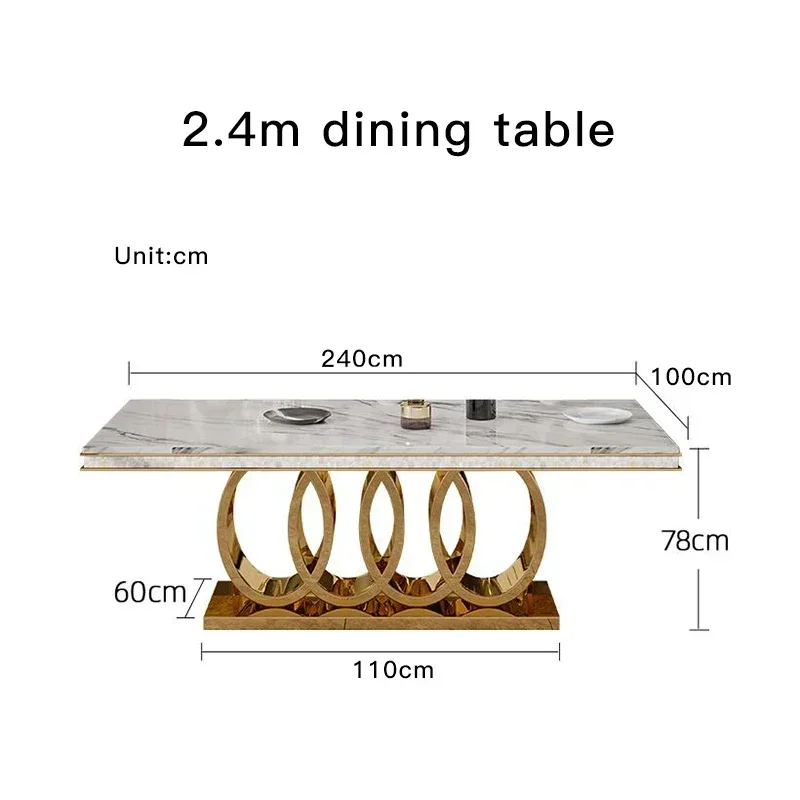 Advanced Practical Quality Modern Marble Dining Table Leisure Stainless Steel Dining Table Apartment Gold Home Furnishings
