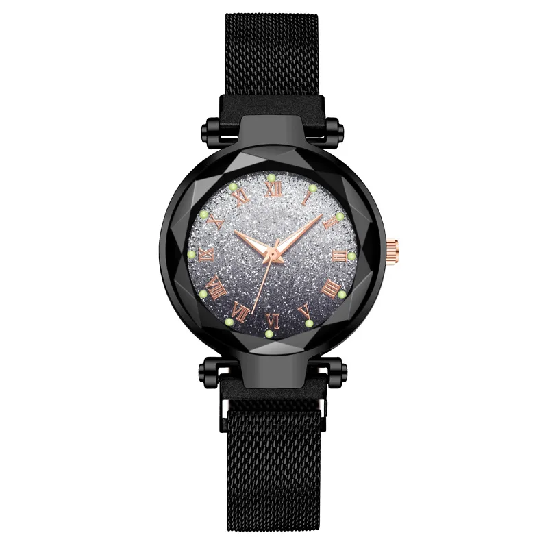 Gradient Roman Pattern Night Glow Lazy Man Absorbing Iron Magnet Women's Watch Quartz Watch Absorbing Iron Stone