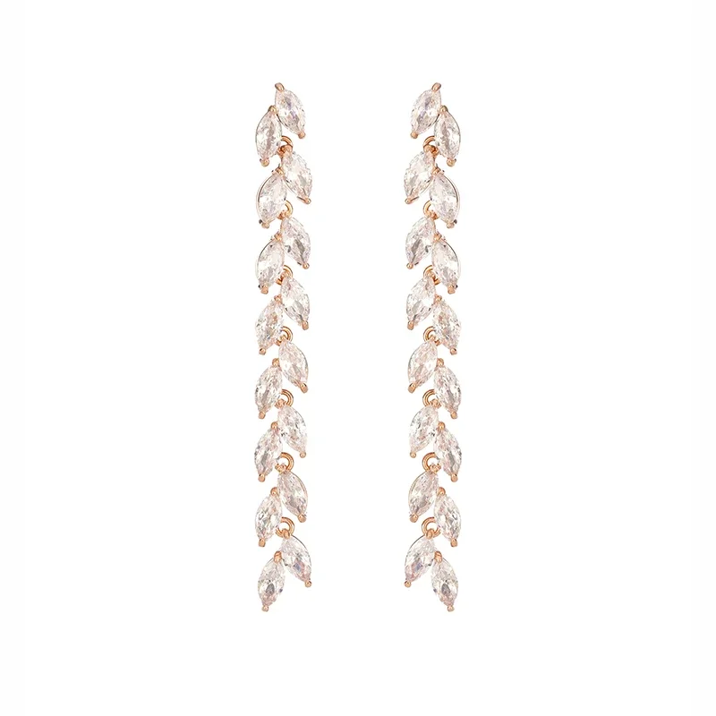 

Super flash zircon wheat ear unique long earrings