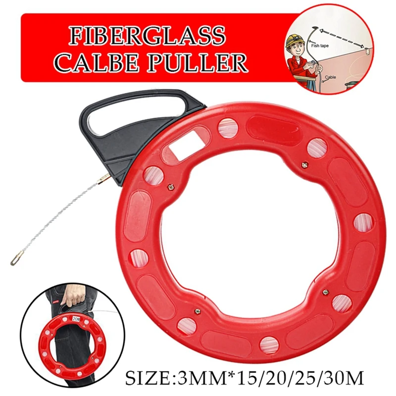 15-30Mm Meter Fiberglass Cable Puller Flexible Glider Swivel Fish Tape Wire Pulling Tool 30M