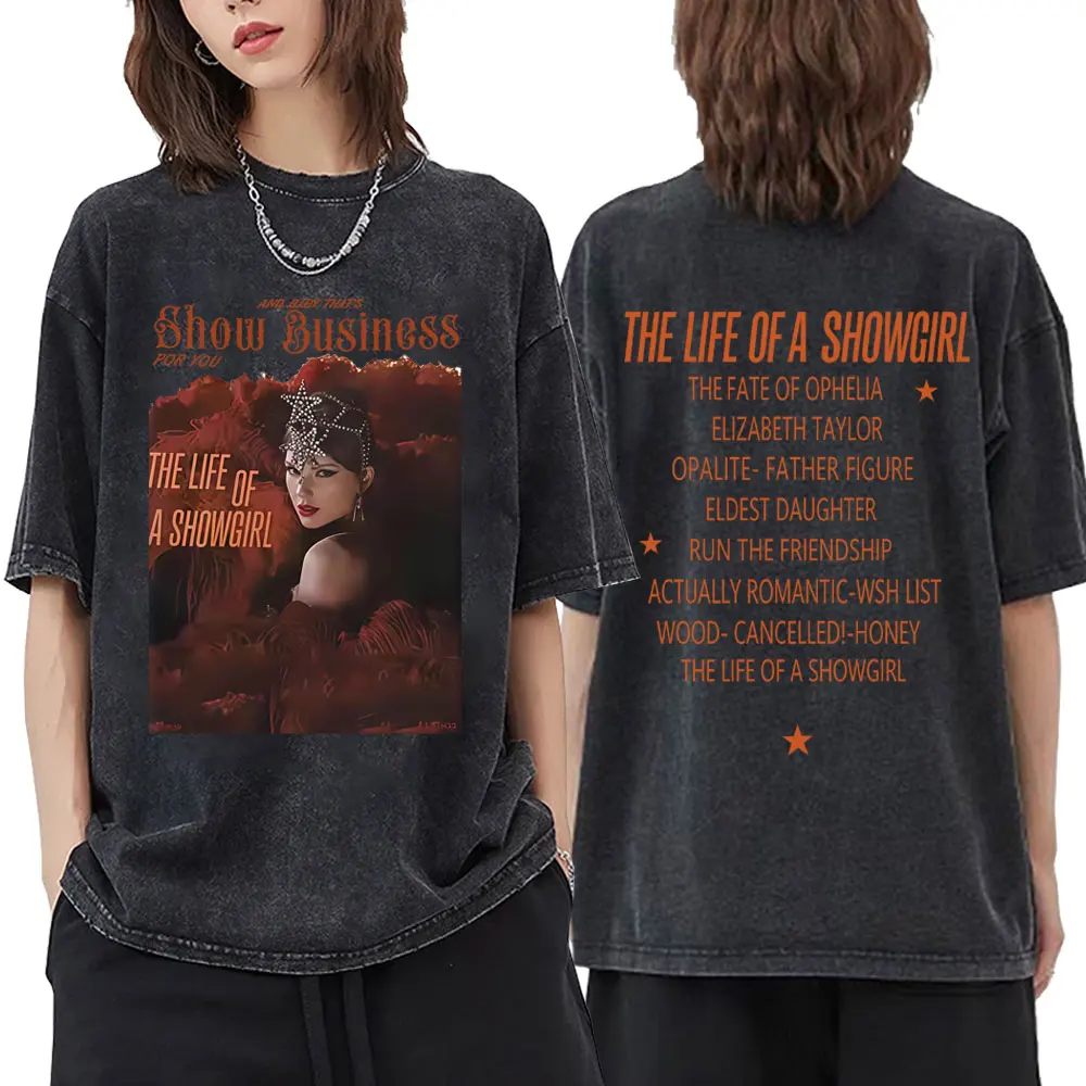 الرجعية غسلها حياة إستعراض 2025 تي شيرت الرجال النساء موضة المتضخم تي شيرت عادية القطن خمر قصيرة الأكمام تي شيرت #2