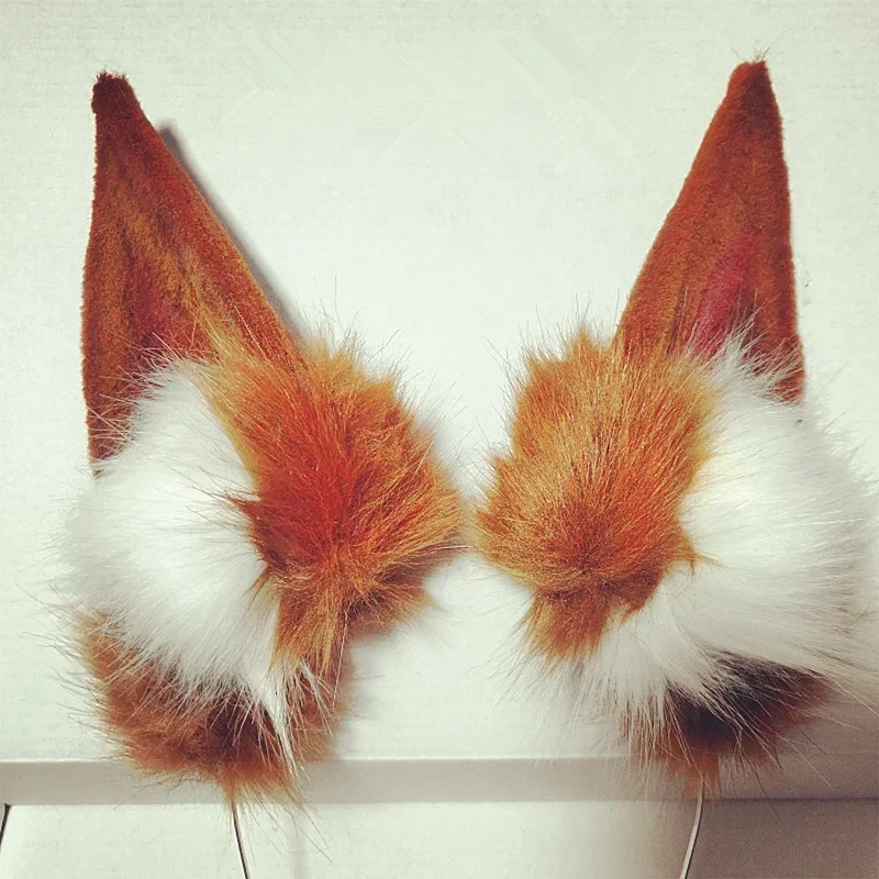 수제 모조 동물 귀 플러시 비스트 이어 여우 늑대 고양이 귀 헤어후프 소녀 여성용 할로윈 크리스마스 코스프레 소품