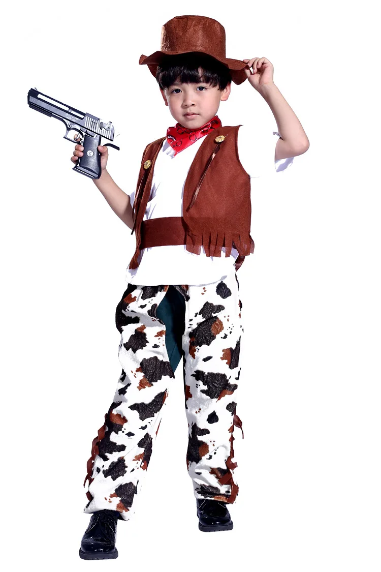 Costume de Cowboy d'Halloween pour Enfants, Robe de Cowgirl Cosplay Western, Costumes de Carnaval Imbibés