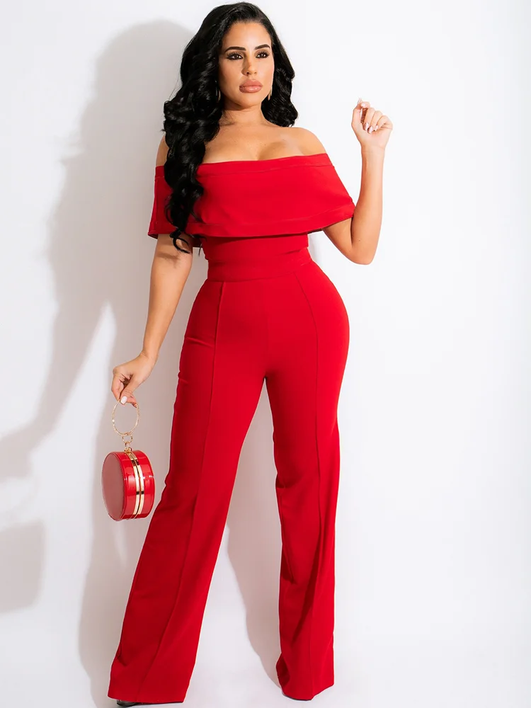 Off The Shoulder Jumpsuit One Fashion Casual Pieces for Women Tracksuits Elegant Female