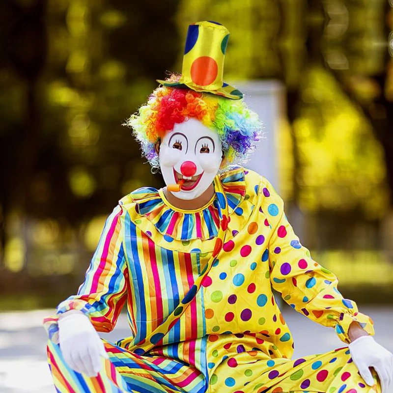 Colorful Clown Headdress Yellow Colored Dots Bow Headwear Circus Performance Props Funny Joker Hats Makeup Party Decorations