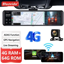 Caméra de tableau de bord avec rétroviseur, 11.26 pouces, 4G, Android, GPS, FHD, 1080P, DVR, Carplay, Android Auto Live, moniteur de stationnement à distance, WiFi, Bluetooth