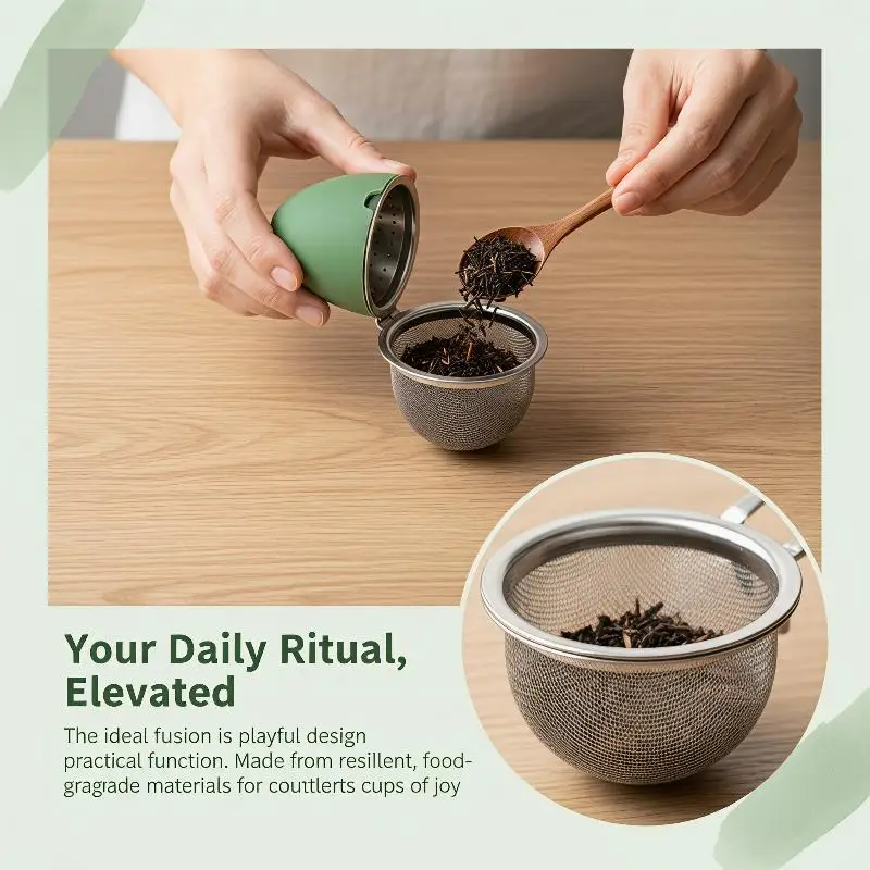 Silicone Loose Leaf Tea Infuser Reusable Leakproof Food Grade Stainless Steel Filter for Office Tea Time
