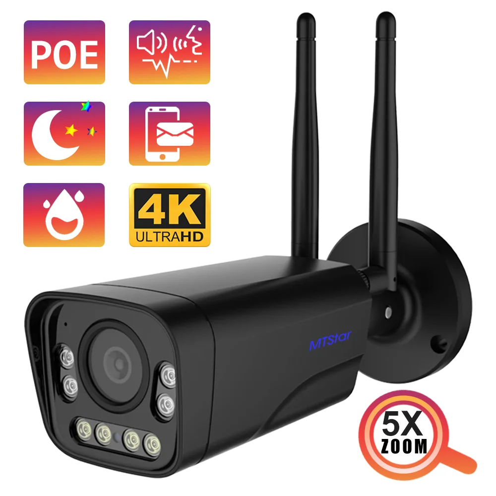 HumanTracking Motorized 5XOptical Zoom PoE Sony IMX415 Security System Waterproof P2P Mini Wireless IP Camera