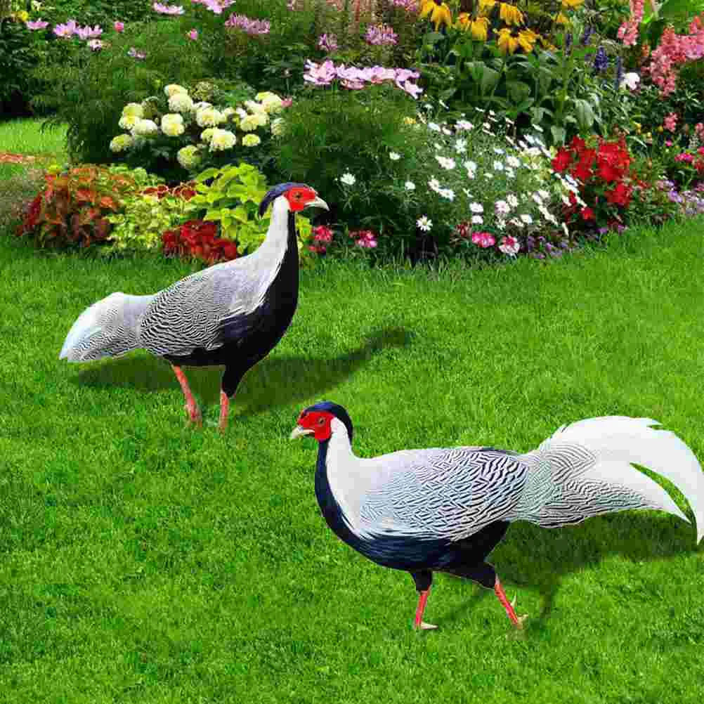 2 Pcs Pheasant Garden Decoration Yard Ornament Insert Stake Sign Stakes Chicken Yards Acrylic Outdoor Adornment Lawn Ornaments