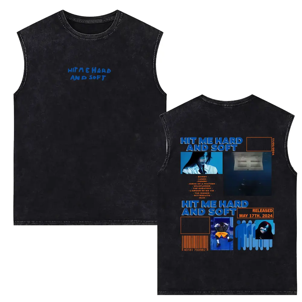 

Hit Me Hard and Soft Vintage Washed Tank Tops T-shirt Men's Women's Clothing Hip Hop Fashion Pop Music Sleeveless Vest T Shirts