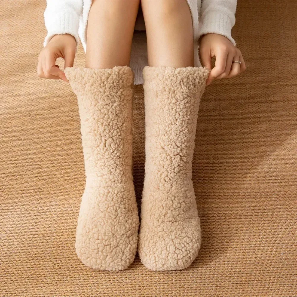 

Soft Plush Thick Thermal Socks Anti Slip Fluffy Thickened Floor Socks Fur Knitted Fleece Sock Women Indoor