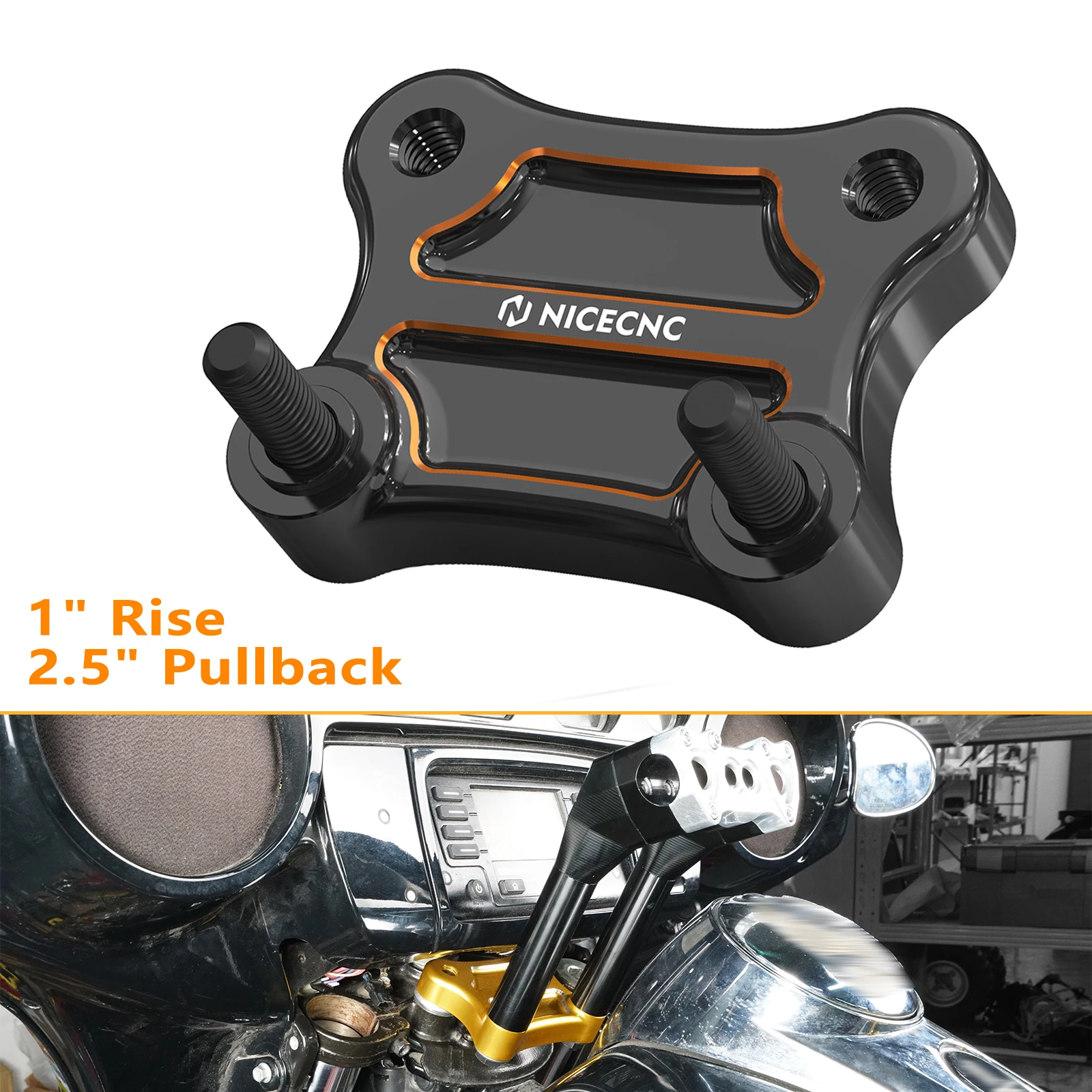 

For 2010-2024 Harley Electra Glide 2.5" Handlebar Riser Pullback Plate for Electra Glide Ultra Classic FLHTCU 1999-2019