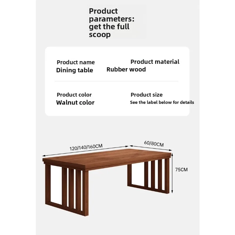 All solid wood dining table black walnut color household desk small apartment