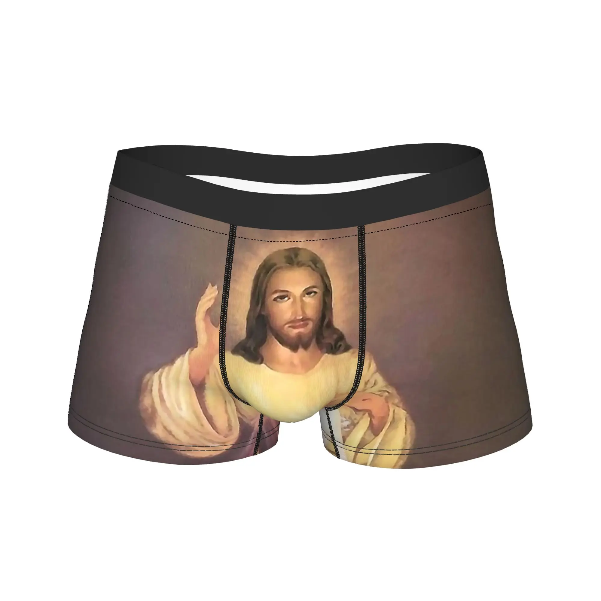 

Men Divine Mercy Long Underwear Jesus Christ Holy Humor Boxer Briefs Shorts Panties Male Soft Underpants Plus Size