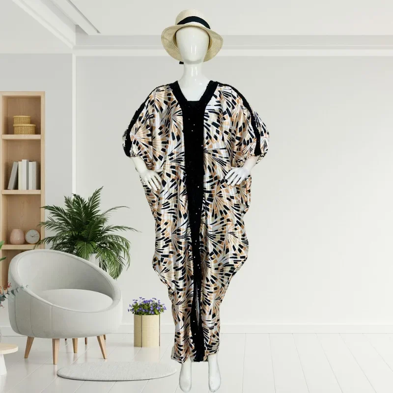 Vestido de fiesta musulmán para mujer, elegante, de lujo, con cuello en V, manga de murciélago, con lentejuelas, suelto, para fiesta de cumpleaños, cena, longitud hasta el suelo, 2025