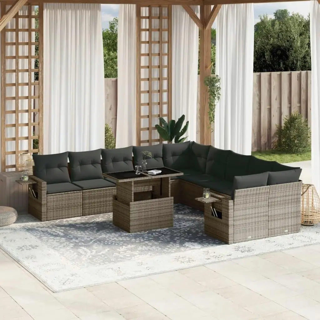 

Garden Modular Sofa Set Grey PE Rattan Large Outdoor Furniture Seating Comfortable Sectional Lounge for Patio Backyard Garden