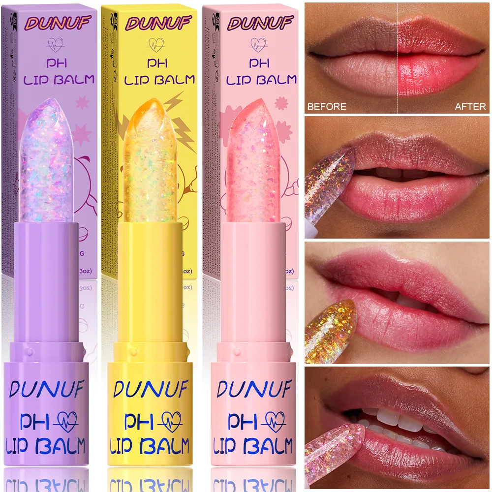Shimmer Lip Balm Transparent with Gold Glitter Hydrating Lip Stick Moisturizing Lip Gloss for Dry Chapped Lips Nourishing Beauty