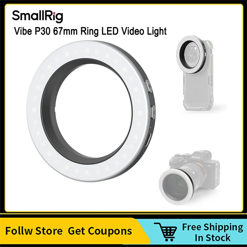

SmallRig Vibe P30 67mm Ring LED Video Light for 67mm Phone Mounts/Cases/Camera Lenses Portable Lightweight Ring Fill Light -4873