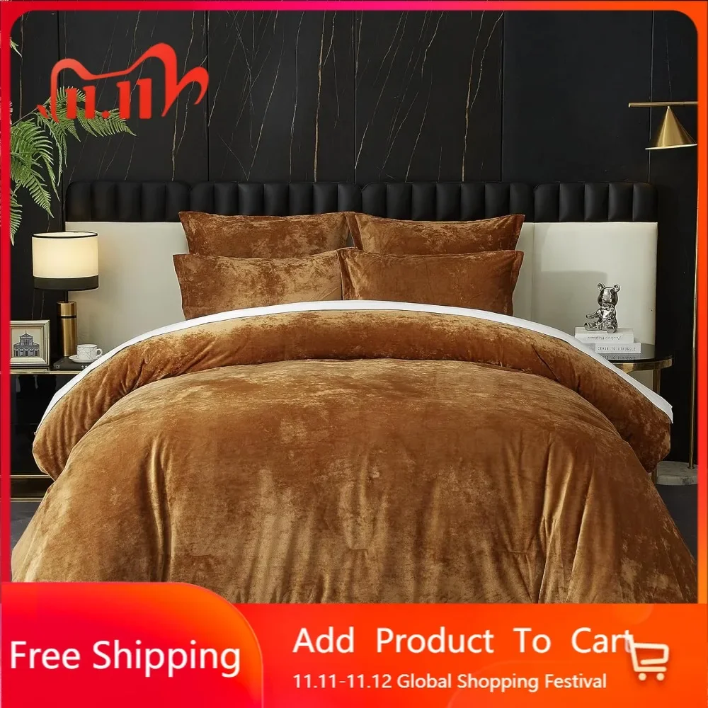 

Роскошное бархатное одеяло King — коллекция постельного белья из 5 предметов из мягкого и дышащего материала с одеялом, подушкой Shams и Euro S