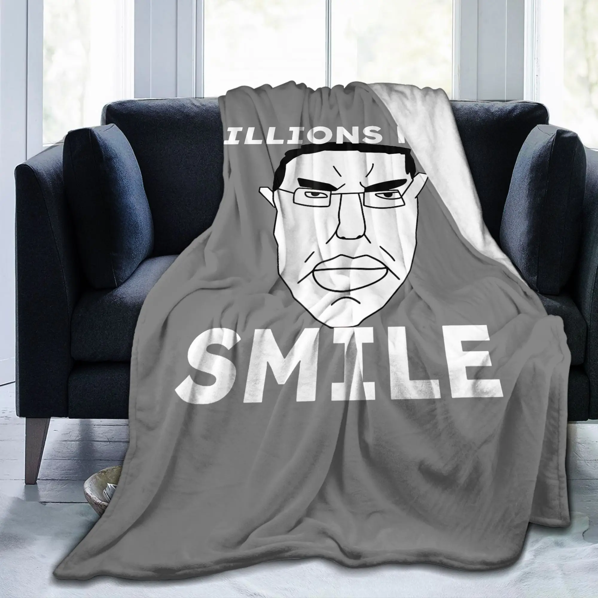 Chudjak Chud Billions Must Smile Plush Blankets Brainrot Meme Novelty Throw Blankets for Home Ultra-Soft
