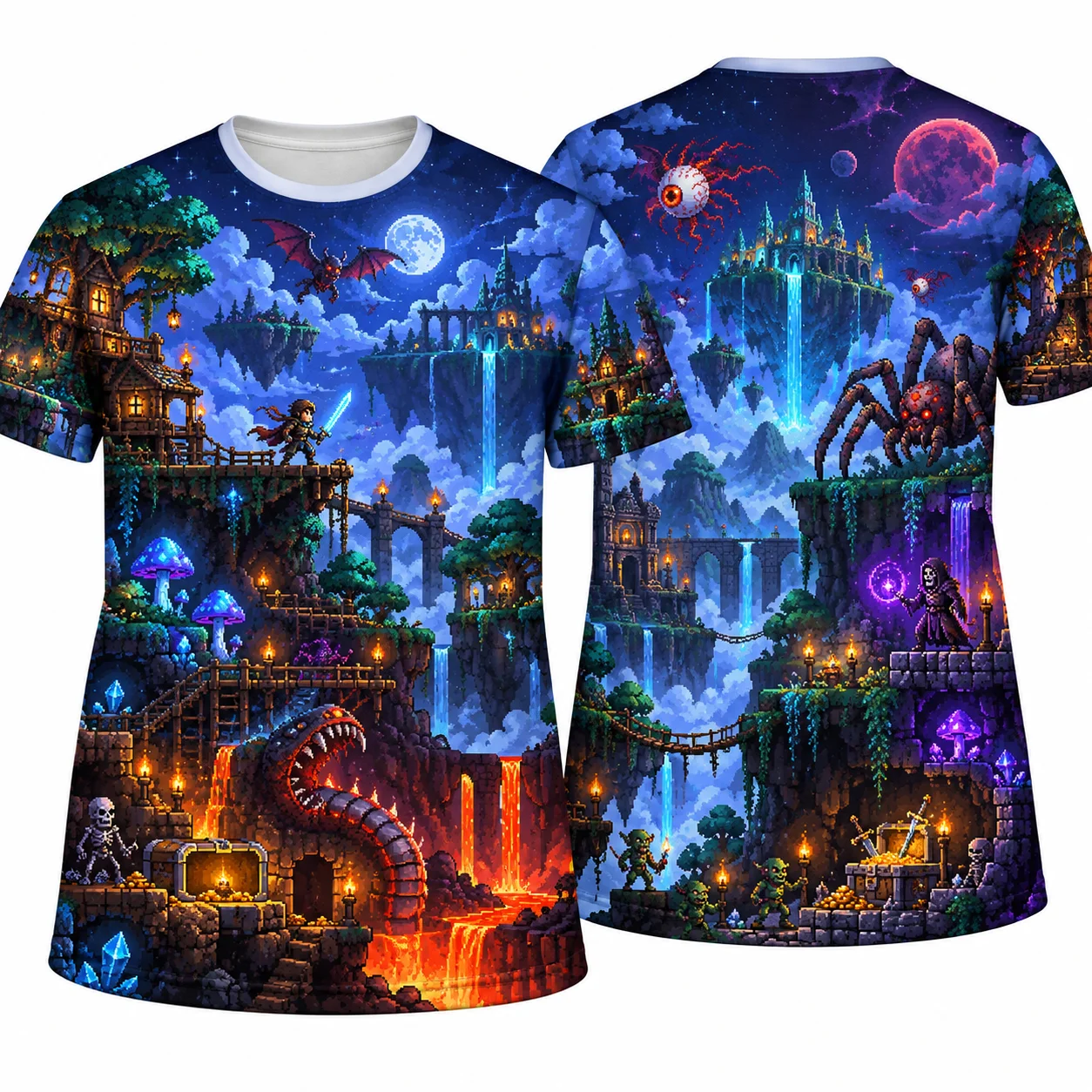 New TerraRia Pattern 3D Printed Fashionable Loose-fitting Short-sleeved Casual Daily Male Casual Round-neck Shirt