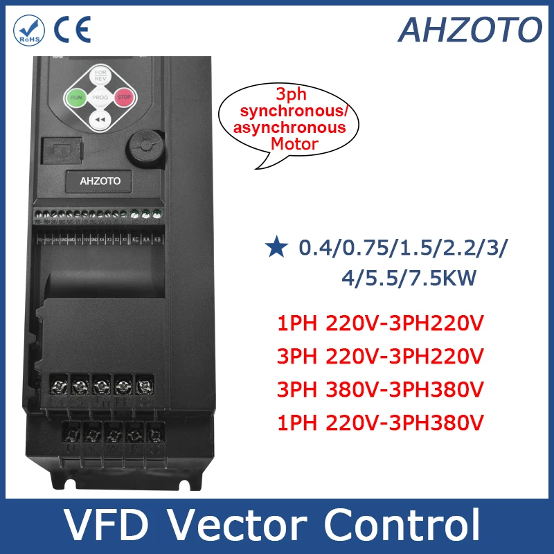 

Variable Frequency Drive Converter Inverter 220V to 380V VFD Motor Speed Controller 0.4KW-7.5KW for Industrial Use
