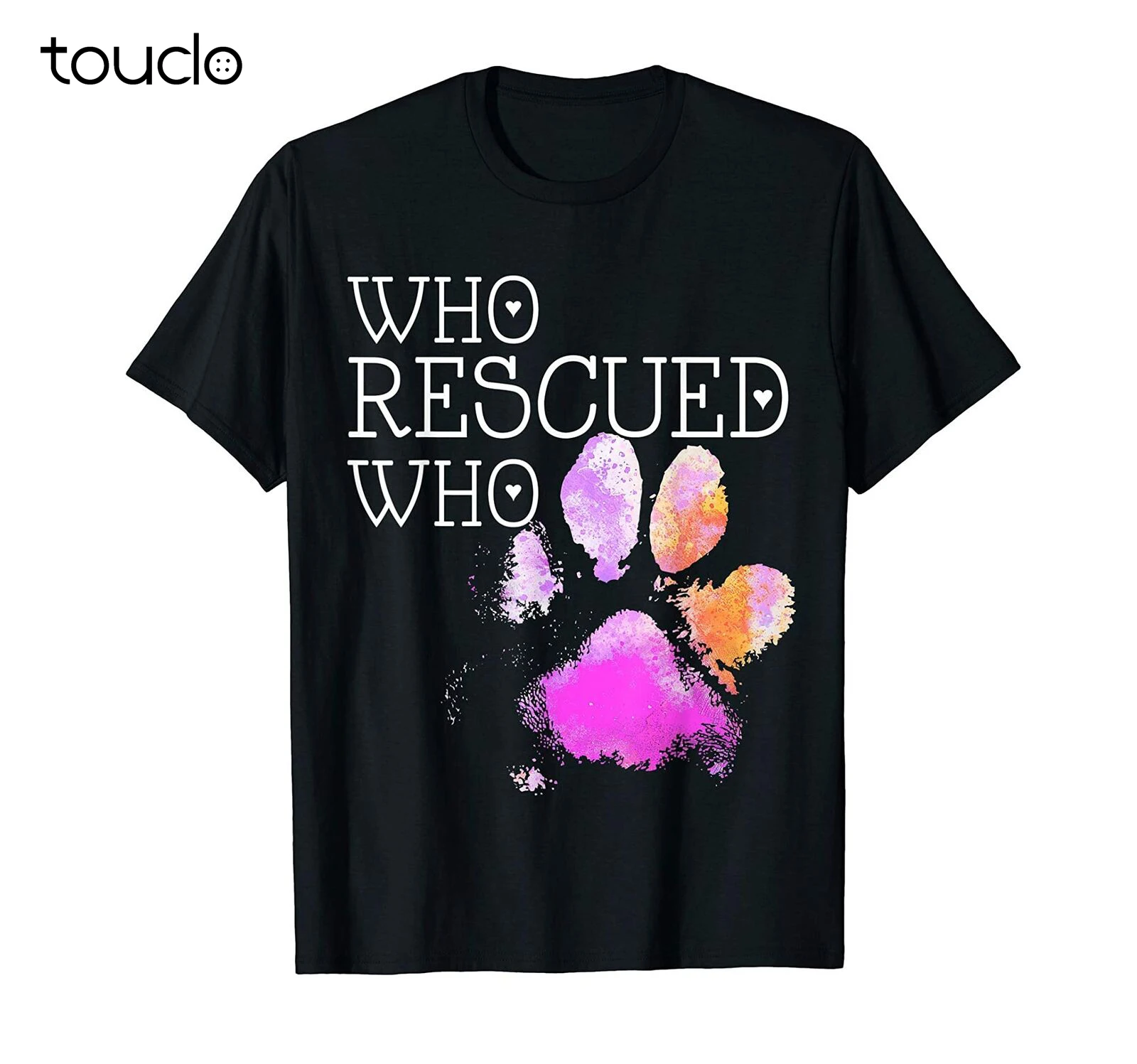 New Who Rescued Who Dog Paw T-Shirt Vintage Gift For Men Women Funny Tee Unisex S-5Xl Xs-5Xl Custom Gift Creative Funny Tee