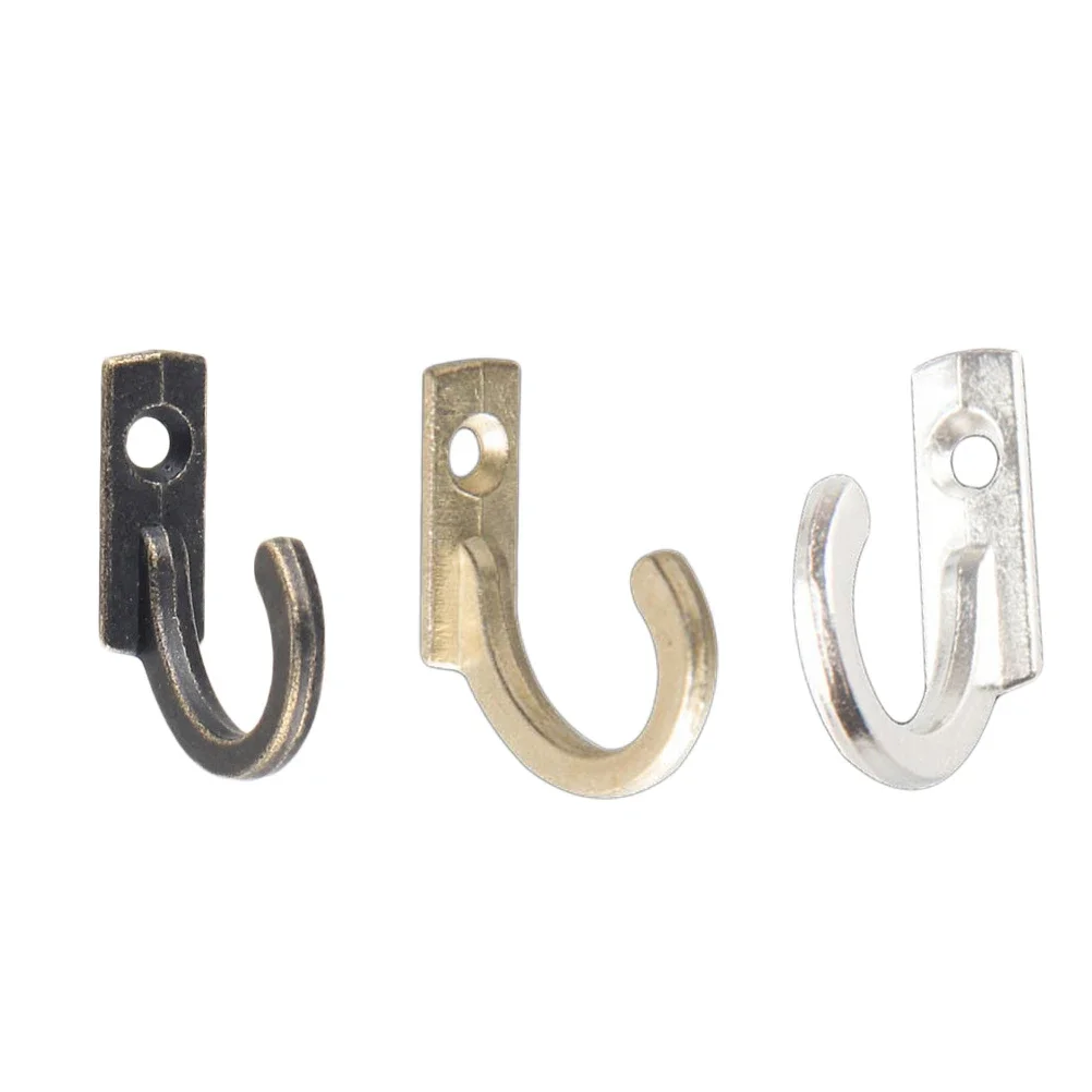 10PCS Single Prong Hook Mini Size Wall Mounted Hanger Buckle Horn Lock Clasp Hook Retro Cloth Hanger for Coats Hats Towels Keys