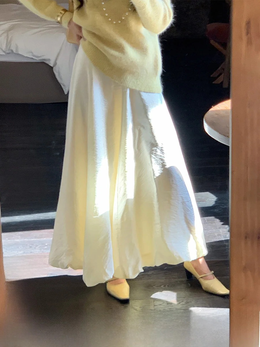 

Новая женская зимняя юбка SYT: красивая, большая, из шелка, с высокой талией, А-силуэт, винтажная, плиссированная, асимметричная