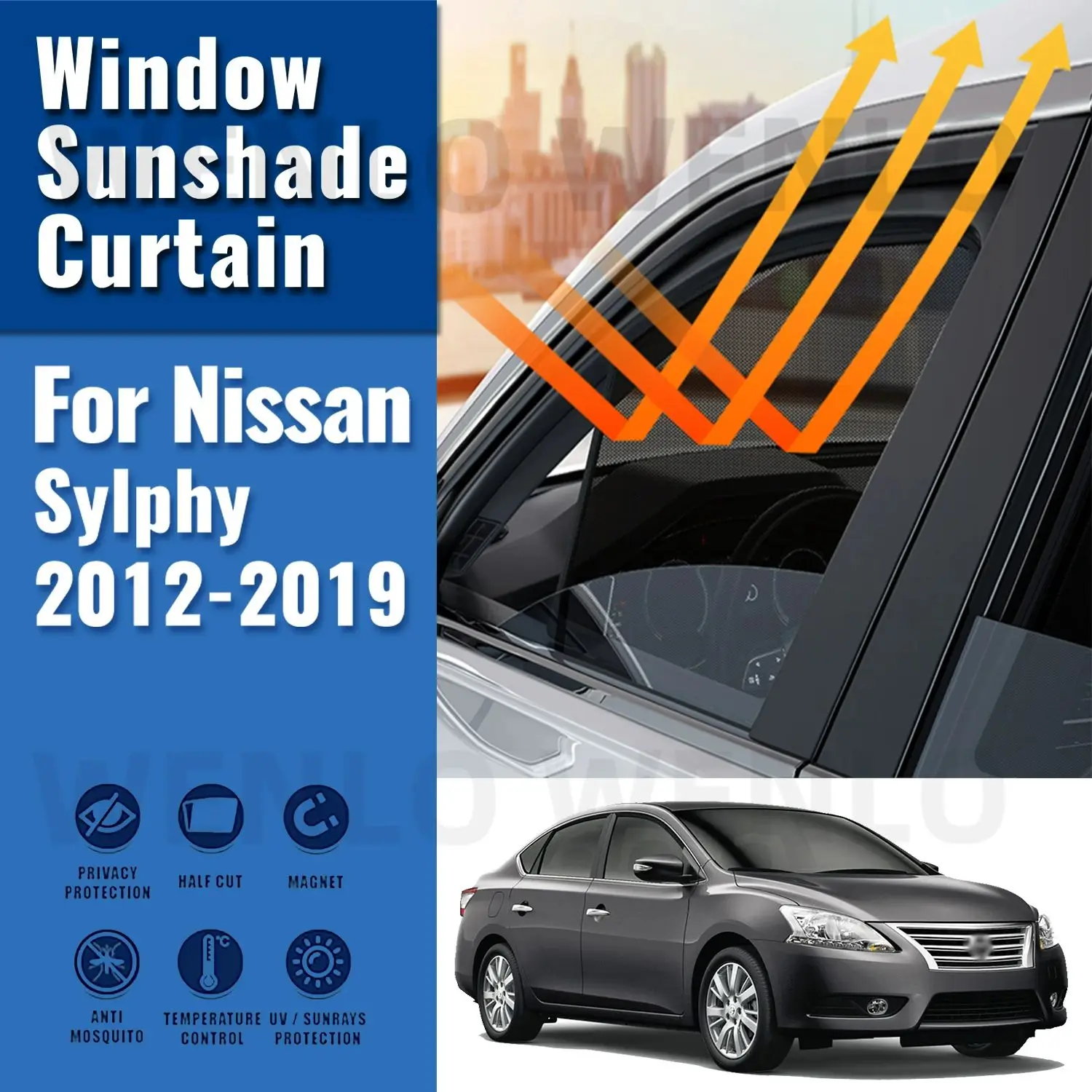 

For Nissan SYLPHY B17 Sentra Sedan 2012-2019 Magnetic Car Sunshade Front Windshield Frame Curtain Rear Side Window Sun Shade