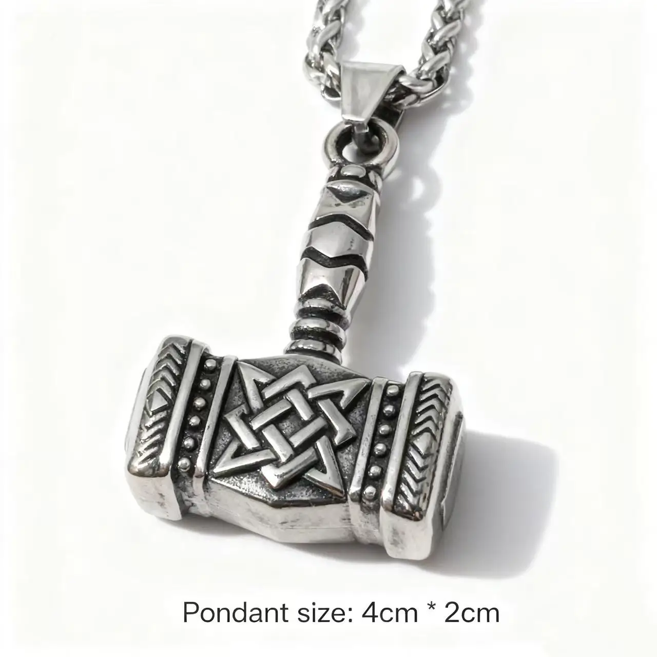 

HNSP 316L Stainless Steel Viking Pendant Thor Hammer Necklace For Men Punk Style Jewelry Accessory